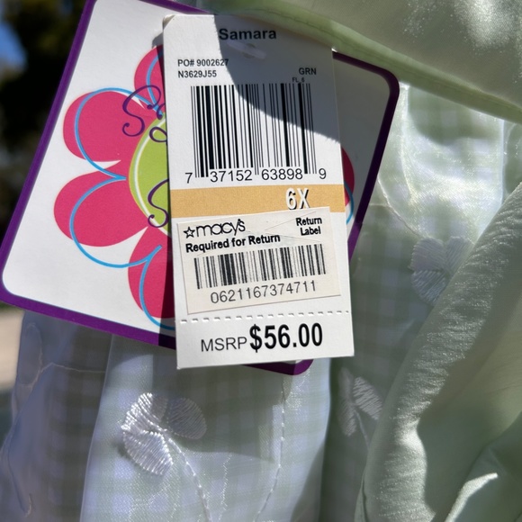 Samantha Says Gorgeous Green Spring Dress BRAND NEW 6X size w/ Flowers - Picture 7 of 7